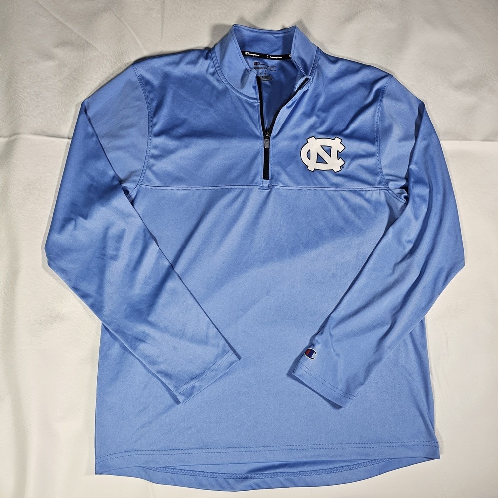 Champion UNC Tar Heels Quarter Zip Pullover Light Blue Men's Large